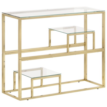 Mesa consola acero inoxidable dorado y vidrio templado de vidaXL, Mesas auxiliares - Ref: Foro24-350010, Precio: 151,69 €, De...