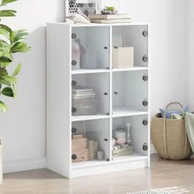 Aparador alto con puertas madera ingeniería blanco 68x37x109 cm de vidaXL, Aparadores - Ref: Foro24-3295850, Precio: 115,18 €...
