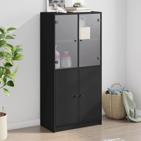 Aparador alto con puertas madera ingeniería negro 68x37x142 cm de vidaXL, Aparadores - Ref: Foro24-3295865, Precio: 130,34 €,...