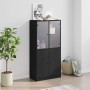 Aparador alto con puertas madera ingeniería negro 68x37x142 cm de vidaXL, Aparadores - Ref: Foro24-3295865, Precio: 130,34 €,...