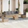 Set sofás de jardín 7 piezas y cojines ratán sintético beige en Conjuntos de jardín | Comprar online en Foru.es