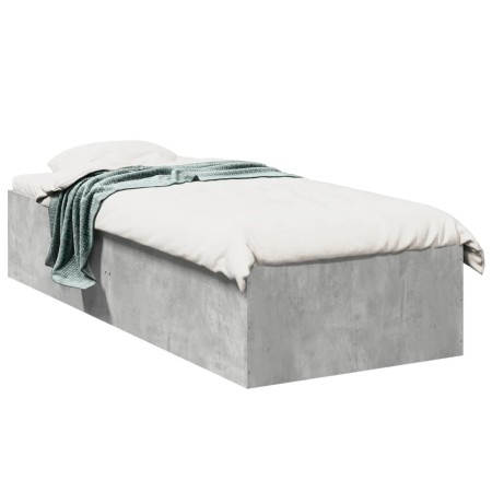 Estructura de cama madera de ingeniería gris hormigón 75x190 cm de vidaXL, Camas y somieres - Ref: Foro24-841989, Precio: 77,...