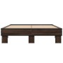 Estructura cama madera ingeniería metal marrón roble 140x200 cm de vidaXL, Camas y somieres - Ref: Foro24-845861, Precio: 92,...