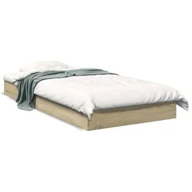 Sonoma oak engineered wood bed frame 90x200 cm by vidaXL, Beds and slatted bases - Ref: Foro24-842065, Price: 66,79 €, Discou...