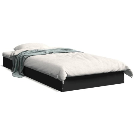 Estructura de cama madera de ingeniería negra 75x190 cm de vidaXL, Camas y somieres - Ref: Foro24-842078, Precio: 60,27 €, De...