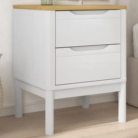 Mesita de noche FLORO madera maciza de pino blanco 45x39x57 cm de vidaXL, Mesitas de noche - Ref: Foro24-374003, Precio: 71,5...
