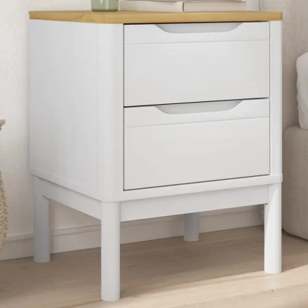 Mesita de noche FLORO madera maciza de pino blanco 45x39x57 cm de vidaXL, Mesitas de noche - Ref: Foro24-374003, Precio: 71,5...