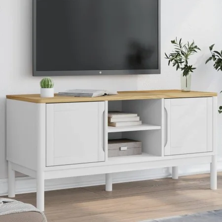 Mueble de TV FLORO madera maciza de pino blanco 114x43x55 cm de vidaXL, Muebles TV - Ref: Foro24-374015, Precio: 126,01 €, De...