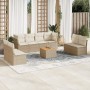 Set de sofás de jardín 9 pzas con cojines ratán sintético beige en Conjuntos de jardín | Comprar online en Foru.es