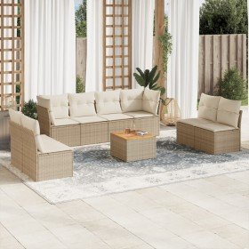 Set de sofás de jardín 9 pzas con cojines ratán sintético beige en Conjuntos de jardín | Comprar online en Foru.es