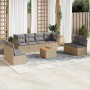 Set de sofás de jardín 9 pzas con cojines ratán sintético beige en Conjuntos de jardín | Comprar online en Foru.es