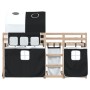 Litera con cortinas madera maciza pino blanco y negro 80x200 cm de vidaXL, Camas y somieres - Ref: Foro24-3283988, Precio: 16...
