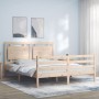 Estructura de cama de matrimonio con cabecero madera maciza de vidaXL, Camas y somieres - Ref: Foro24-3194056, Precio: 154,23...