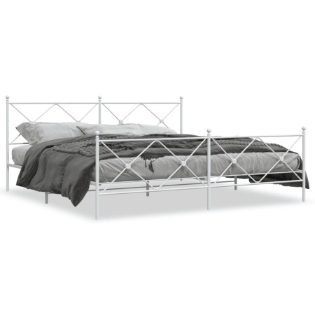 Estructura cama metal con cabecero y estribo blanco 200x200 cm de vidaXL, Camas y somieres - Ref: Foro24-376576, Precio: 145,...