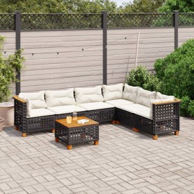 Set de sofás de jardín 7 pzas con cojines ratán sintético negro de vidaXL, Conjuntos de jardín - Ref: Foro24-3261866, Precio:...