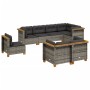 Set de sofás de jardín 8 pzas y cojines ratán sintético gris de vidaXL, Conjuntos de jardín - Ref: Foro24-3261900, Precio: 56...