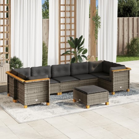 Set de sofás de jardín 8 pzas y cojines ratán sintético gris de vidaXL, Conjuntos de jardín - Ref: Foro24-3261762, Precio: 62...