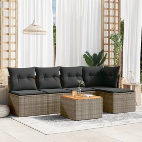 Set de muebles de jardín 6 pzas y cojines ratán sintético gris en Conjuntos de jardín | Comprar online en Foru.es