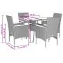 Set de comedor jardín 5 pzas con cojines ratán PE acacia gris de vidaXL, Conjuntos de jardín - Ref: Foro24-3278700, Precio: 3...