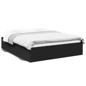 Estructura de cama madera de ingeniería negra 150x200 cm de vidaXL, Camas y somieres - Ref: Foro24-3281008, Precio: 129,57 €,...