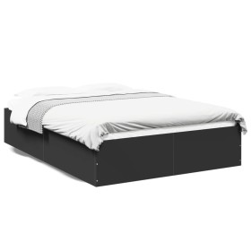 Estructura de cama madera de ingeniería negra 135x190 cm de vidaXL, Camas y somieres - Ref: Foro24-3281036, Precio: 122,38 €,...