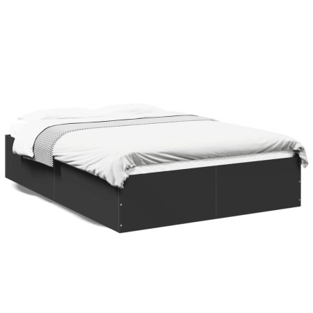 Estructura de cama madera de ingeniería negra 135x190 cm de vidaXL, Camas y somieres - Ref: Foro24-3281036, Precio: 122,38 €,...