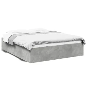 Estructura de cama madera de ingeniería gris hormigón 160x200cm de vidaXL, Camas y somieres - Ref: Foro24-3281003, Precio: 13...