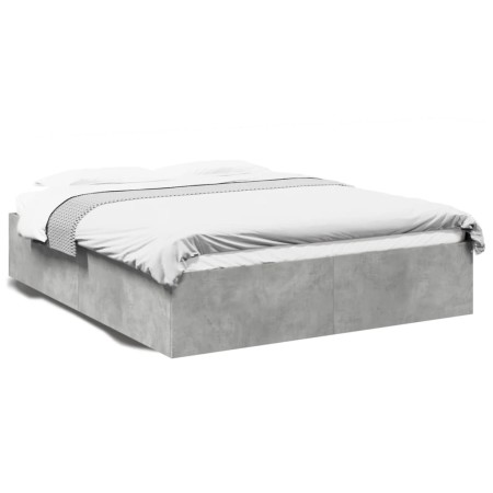 Estructura de cama madera de ingeniería gris hormigón 160x200cm de vidaXL, Camas y somieres - Ref: Foro24-3281003, Precio: 13...