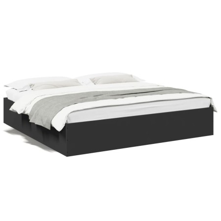 Estructura de cama madera de ingeniería negra 180x200 cm de vidaXL, Camas y somieres - Ref: Foro24-3280994, Precio: 137,54 €,...