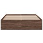 Estructura de cama madera de ingeniería marrón roble 135x190 cm de vidaXL, Camas y somieres - Ref: Foro24-3281041, Precio: 12...