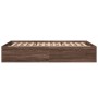 Estructura de cama madera de ingeniería marrón roble 135x190 cm de vidaXL, Camas y somieres - Ref: Foro24-3281041, Precio: 12...