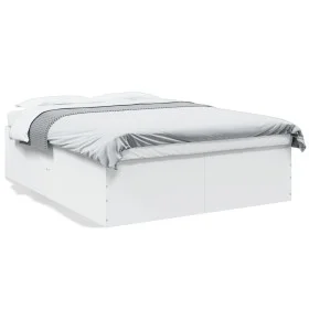 White engineered wood bed frame 150x200 cm by vidaXL, Beds and slatted bases - Ref: Foro24-3280916, Price: 151,20 €, Discount: %