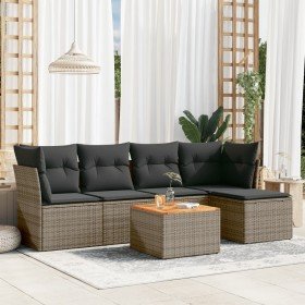Set de muebles de jardín 6 pzas y cojines ratán sintético gris en Conjuntos de jardín | Comprar online en Foru.es