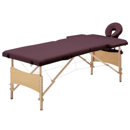 Camilla de masaje plegable 2 zonas madera morado vino de vidaXL, Mesas de masaje - Ref: Foro24-110187, Precio: 133,78 €, Desc...