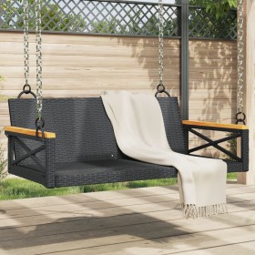 Banco columpio de ratán sintético negro 109x62x40 cm de vidaXL, Bancos de jardín - Ref: Foro24-368152, Precio: 93,47 €, Descu...