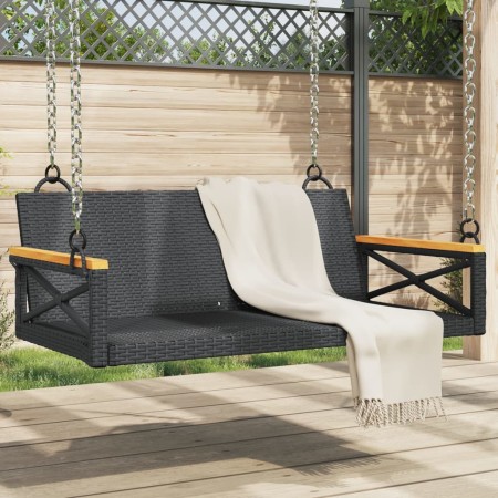 Banco columpio de ratán sintético negro 109x62x40 cm de vidaXL, Bancos de jardín - Ref: Foro24-368152, Precio: 93,47 €, Descu...