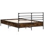 Estructura cama madera ingeniería metal roble ahumado 120x200cm de vidaXL, Camas y somieres - Ref: Foro24-3280039, Precio: 12...