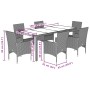 Set comedor jardín 7 pzas cojines ratán sintético vidrio negro de vidaXL, Conjuntos de jardín - Ref: Foro24-3278541, Precio: ...
