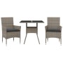 Set comedor jardín 3 pzas y cojines ratán sintético vidrio gris de vidaXL, Conjuntos de jardín - Ref: Foro24-3278605, Precio:...