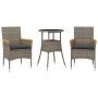 Set comedor jardín 3 pzas y cojines ratán sintético vidrio gris de vidaXL, Conjuntos de jardín - Ref: Foro24-3278723, Precio:...