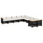 Set de sofás de jardín 10 pzas cojines ratán sintético negro de vidaXL, Conjuntos de jardín - Ref: Foro24-3262046, Precio: 72...