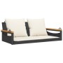 Banco columpio con cojines ratán sintético negro 109x62x40 cm de vidaXL, Bancos de jardín - Ref: Foro24-368146, Precio: 106,2...