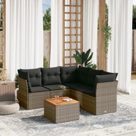 Set de muebles de jardín 6 pzas y cojines ratán sintético gris en Conjuntos de jardín | Comprar online en Foru.es