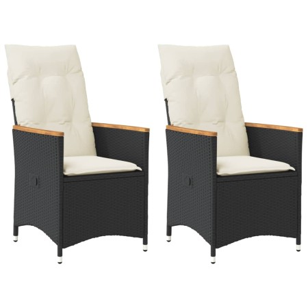 Sillones reclinable jardín cojines 2 uds ratán sintético negro de vidaXL, Sillas de jardín - Ref: Foro24-365650, Precio: 202,...
