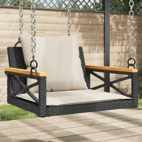 Banco columpio con cojines ratán sintético negro 63x62x40 cm de vidaXL, Bancos de jardín - Ref: Foro24-368173, Precio: 78,12 ...