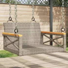 Banco columpio de ratán sintético gris 63x62x40 cm de vidaXL, Bancos de jardín - Ref: Foro24-368171, Precio: 68,58 €, Descuen...