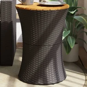 Mesa de jardín forma de tambor ratán sintético y madera negro de vidaXL, Mesas de jardín - Ref: Foro24-368296, Precio: 73,86 ...