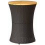 Mesa de jardín forma de tambor ratán sintético y madera negro de vidaXL, Mesas de jardín - Ref: Foro24-368296, Precio: 75,21 ...