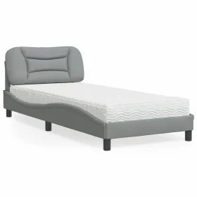 Bed with light gray fabric mattress 90x190 cm by vidaXL, Beds and slatted bases - Ref: Foro24-3208499, Price: 279,04 €, Disco...
