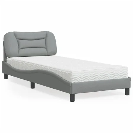Cama con colchón tela gris claro 90x190 cm de vidaXL, Camas y somieres - Ref: Foro24-3208499, Precio: 279,04 €, Descuento: %
